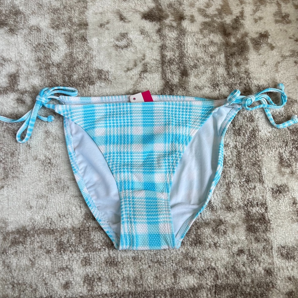 Xhilaration Blue‎ Plaid String Bikini Bottom NWT